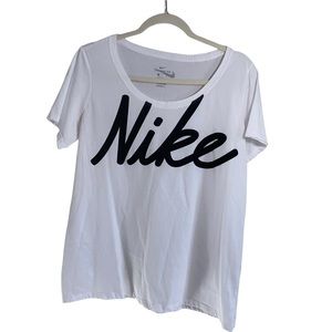 Nike Athletic Cut Dri-Fit White Tee Size Large